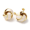 Real 18K Gold Plated Brass Enamel Stud Earrings for Women EJEW-M251-09G-07-2