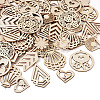 Elecrelive 100Pcs 10 Styles Undyed Natural Wooden Big Pendants WOOD-EL0001-03-12