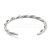 304 Stainless Steel Twisted Rope Cuff Bangles for Women BJEW-P296-01P-3