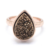 Electroplate Natural Druzy Quartz Crystal Finger Rings RJEW-I055-05RG-RS-2