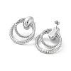 304 Stainless Steel Double Ring Dangle Stud Earrings EJEW-D095-18P-2