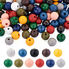 220Pcs 11 Colors Painted Natural Wood European Beads WOOD-TA0001-54-10