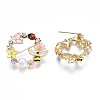 Flat Round with Butterfly Bee Flower Enamel Pin with Rhinestone X-JEWB-N007-070-3