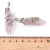 Natural Rose Quartz Double Terminal Pointed Pendants G-C144-03P-06-3