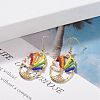 Oval with Tree of Life Glass Seed Braided Dangle Earrings EJEW-JE04874-02-3