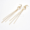 Brass Cubic Zirconia Tassels Stud Earrings KK-S350-046G-2