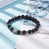 Natural Lava Rock Stretch Bracelet with Alloy Tube Beaded BJEW-JB08322-01-2