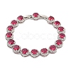 Flat Round Glass Link Chain Bracelets BJEW-H604-02P-06-1