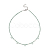 Glass Teardrop Pendant Necklace with Natural Pearl Beaded Chains NJEW-JN04342-3