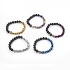 Electroplate Glass & Natural Lava Rock Stretch Bracelets BJEW-JB04016-1