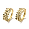 Brass Pave Clear Cubic Zirconia Huggie Hoop Earrings for Women EJEW-C097-12G-07-1