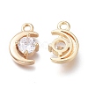 Brass Micro Clear Cubic Zirconia Charms ZIRC-H101-06G-2