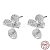 Rhodium Plated 925 Sterling Silver Stud Earring Findings STER-M115-09P-1