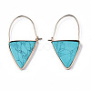 Synthetic Turquoise Triangle Dangle Hoop Earrings G-S359-363F-2