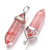 Cherry Quartz Glass Pointed Pendants G-F295-03E-2