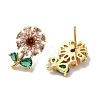 Rack Plating Real 18K Gold Plated Brass Flower of Life Stud Earrings EJEW-B034-09G-2