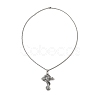 Cross with Dragon Alloy Pendant Necklace with 201 Stainless Steel Box Chains NJEW-D053-03AS-1
