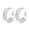 Rectangle Brass Cubic Zirconia Cuff Earrings for Women EJEW-E310-09P-1