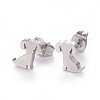 Tarnish Resistant 304 Stainless Steel Puppy Stud Earrings X-EJEW-F227-05P-1