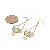 Natural Pearl & Glass Teardrop with Flower Dangle Earrings EJEW-TA00222-02-2