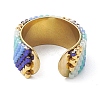 Glass Seed Beads Gradient Open Cuff Rings RJEW-MZ00021-4