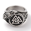 Viking 304 Stainless Steel Valknut Rings RJEW-U005-17B-AS-2