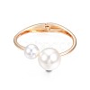 ABS Plastic Pearl Round Beaded Open Cuff Bangle BJEW-S118-105G-2