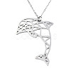 Non-Tarnish 201 Stainless Steel Dolphin Pendant Necklaces NJEW-T009-JN073-1-45-1