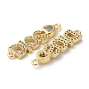 Rack Plating Brass Pave Clear Cubic Zirconia Connector Charms KK-K332-39G-2