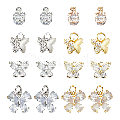 ARRICRAFT Alloy & Brass Cubic Zirconia Charms ZIRC-AR0001-26-1