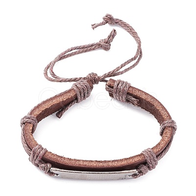 Leather Cord Bracelet for Men Women BJEW-C005-01B-1