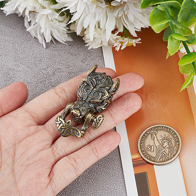 HOBBIESAY 1PC Tibetan Style Wolf Shaped Brass Shackle Clasps FIND-HY0002-78-1