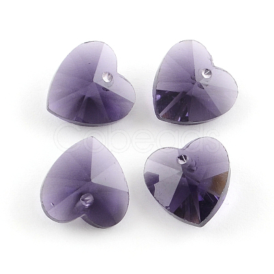 Transparent Glass Heart Pendants GLAA-R082-16-1