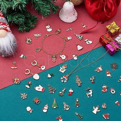 50Pcs Christmas Alloy Enamel Pendants JX265A-1