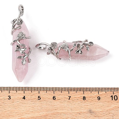 Natural Rose Quartz Double Terminal Pointed Pendants G-C144-03P-06-1