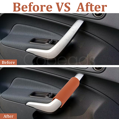 2Pcs PU Leather Car Door Handle Covers AJEW-WH0004-01A-1