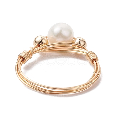 Round Natural Cultured Freshwater Pearl Finger Rings RJEW-JR00698-1