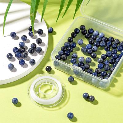 100Pcs 8mm Natural Sodalite Beads DIY-LS0002-32-1