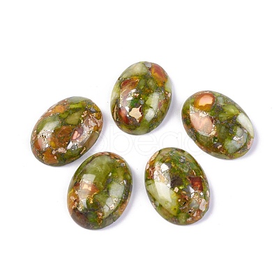 Assembled Synthetic Imperial Jasper and Peridot Cabochons X-G-L502-18x25mm-07-1