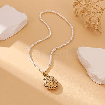 Hollow Oval Stainless Steel Pendant Necklace AK0492-1