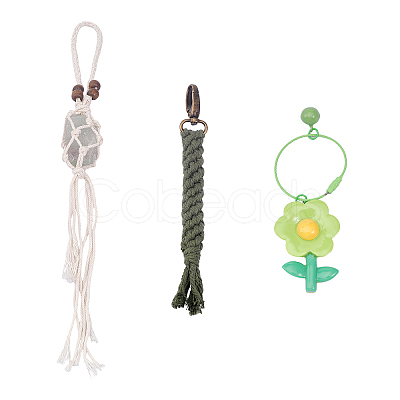 CHGCRAFT 3Pcs 3 Style Cotton Braided Pendant Decorations HJEW-CA0001-40-1