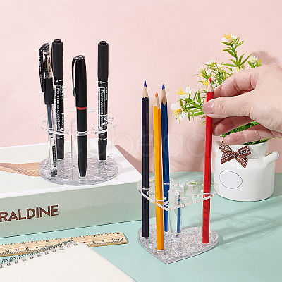 PandaHall Elite 2Pcs 2 Style Acrylic Nail Art Brush Pen Holder Stand MRMJ-PH0001-67B-1