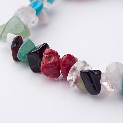 Natural & Synthetic Mixed Gemstone Beaded Stretch Bracelets BJEW-JB02345-1