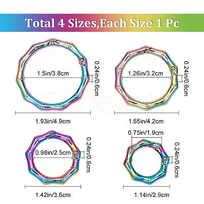 Gorgecraft 4Pcs 4 Styles Zinc Alloy Spring Gate Rings FIND-GF0004-17-1