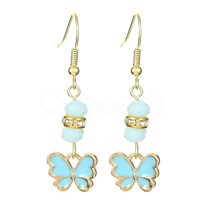 Alloy Enamel Butterfly Dangle Earrings EJEW-JE05397-1