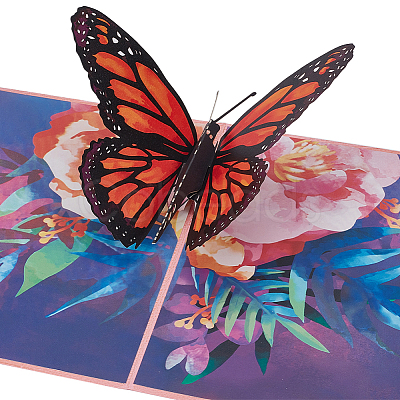 3D Butterfly Pop Up Paper Greeting Card AJEW-WH0038-31-1