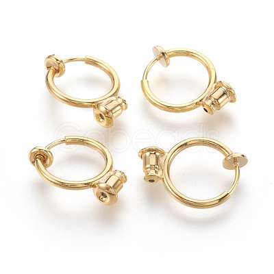 Brass Clip-on Hoop Earrings KK-L168-04G-1