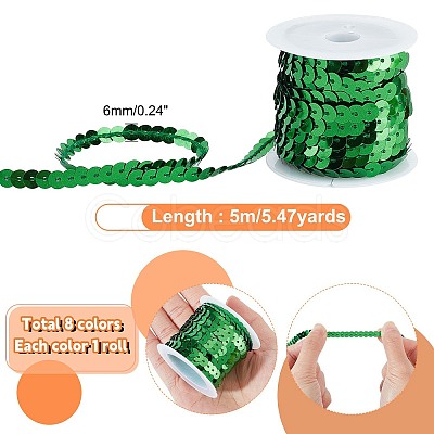 PandaHall Elite 8 rolls 8 colors Eco-Friendly Plastic Paillette Beads PVC-PH0001-27-1