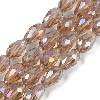 Transparent Electroplate Glass Beads Strands EGLA-N013-T8mm-B23-1