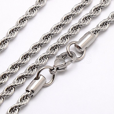 Tarnish Resistant Trendy Men's 304 Stainless Steel Rope Chain Necklaces NJEW-M072-D-02-1